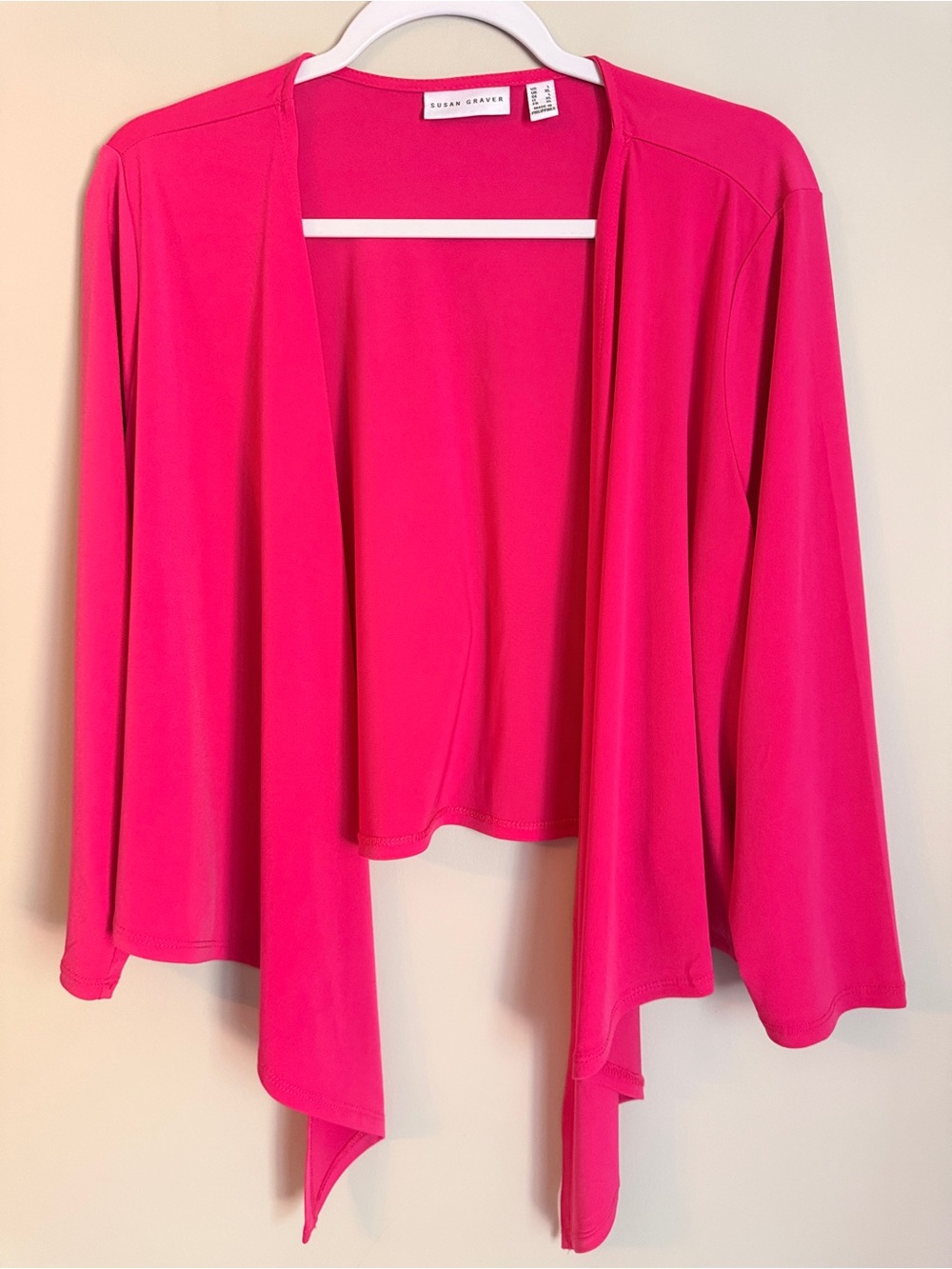 Susan Graver Hot Pink Open Front Cardigan Coastal Grandma Large